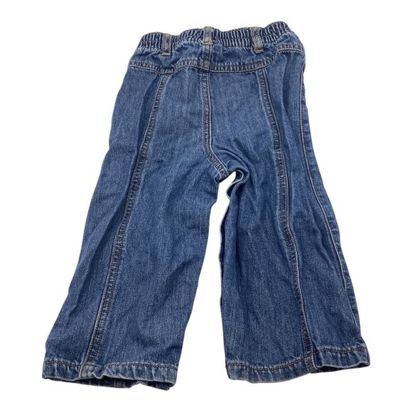 Carter's Denim Jeans Baby Girl Size 18M Floral Tie Belt & Elastic Waistband Blue - Picture 2 of 9